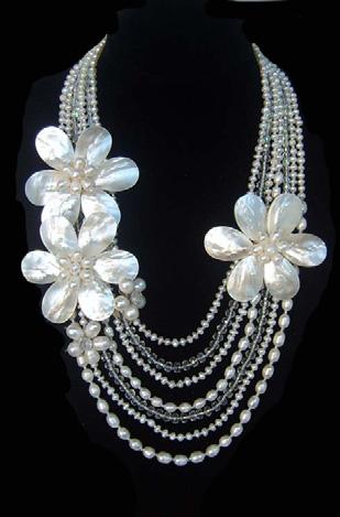 AHURA - Freshwater Pearl, Mother of Pearl Shell Flower &