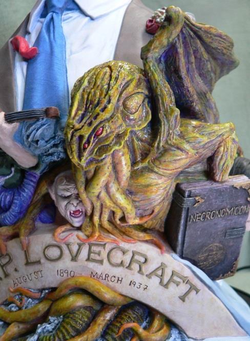 Cthulhu has a transparent yellow base to which I added deep purple, pearlized turquoise and coral touches.