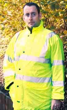 Reflective material. Breathable Lightweight Jackets Satin yellow knitted polyester. High Visibility Yellow All tape bands are 50mm wide.