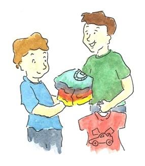 When Jesse grew taller, Mom would move his old clothes to my closet. Mom said that he couldn t use them anymore. But they were still good clothes, especially the shirt with the red racecar on it.