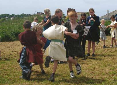 Some of the school children who came dressed up as Celts and performed a dance on the top of the hillfort.