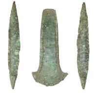 A Middle Bronze Age palstave adze (WILT-DBCAF4) from Brokenborough, Wiltshire (132.6 x 32.5mm) A Middle to Late Bronze Age bracelet (Treasure case 2006 T34) from the River Perry, Shropshire (70 x 44.