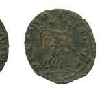 A radiate (WAW-05D402) of Laelian from Bickmarsh, Warwickshire (d.21.52mm) A contemporary copy of a coin (FASA-FC2B63) of the emperor Tetricus I from Stansted Mountfitchet, Essex (d.