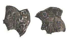 The coin is in three pieces, but can be reconstructed to show a diademed bust facing right on the obverse, with the inscription +Æ[THELRED RE]X ANGLOX (as above).