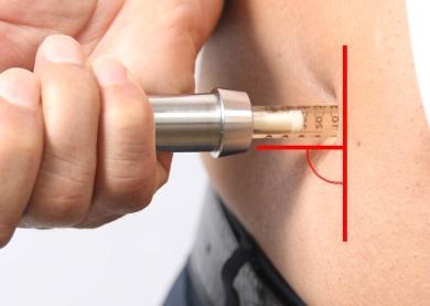 Remove the device and place a swab with slight pressure over the injection site