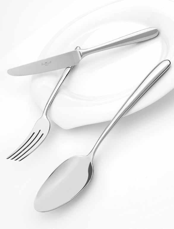 BRAMANTE Code 078000 forged 02 table fork 21,1 03 table knife 23,5 04 dessert spoon 18,4 05 dessert fork 18,4 06 dessert knife 21,3 07 tea spoon