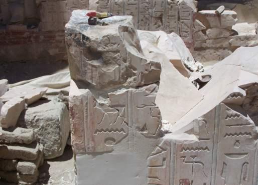 It is particularly exciting when adjoining pieces are found, and a cry goes out from the conservators Join, Join. Once a join i.e. two adjoining pieces are found, this is registered on the database and the skilled Egyptian conservators connect the pieces together.