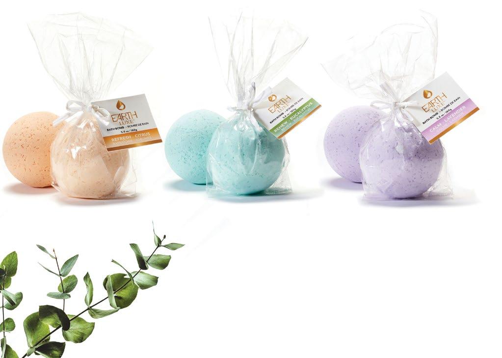 Earth Luxe 14 Earth Luxe 15 BATH BOMBS Invigorating and rejuvenating, Earth Luxe bath bombs are formulated with