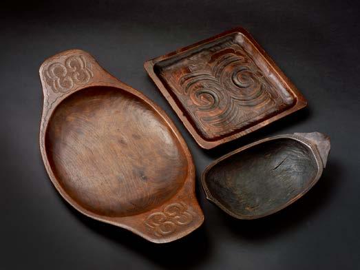 Carved wood tray Ita Late Edo/Meiji Period, c.1860-1880 Wood bowl with decorated lug Chepenipapo Late Edo/Meiji Period, c.