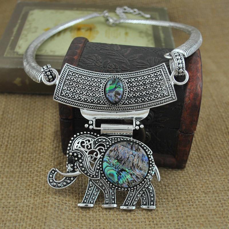 Vintage Shell Jewelry Retro Owl Elephant Flower Choker Necklaces Price: 9.