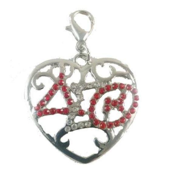 Delta Sigma Theta (DST) Sorority Color Crystal Heart Charm Price: $15 Item Type: Charms Style: Classic Metals Type: Zinc Alloy