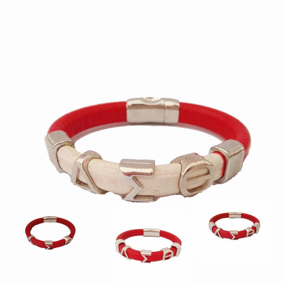 Delta Sigma Theta leather magnetic bracelet bangle Price: 22 Item Type: Bracelets Setting Type: Bar Setting Style: Classic Shape\pattern: Round
