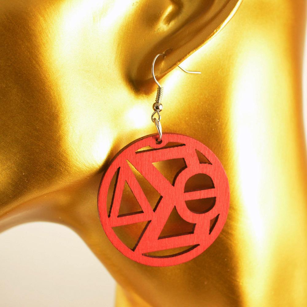 Delta Sigma Theta Wooden Earrings(Small) Price: $3 Earring Type: Drop Earrings Item Type: Earrings Metals Type: Silver Model Number: E083672