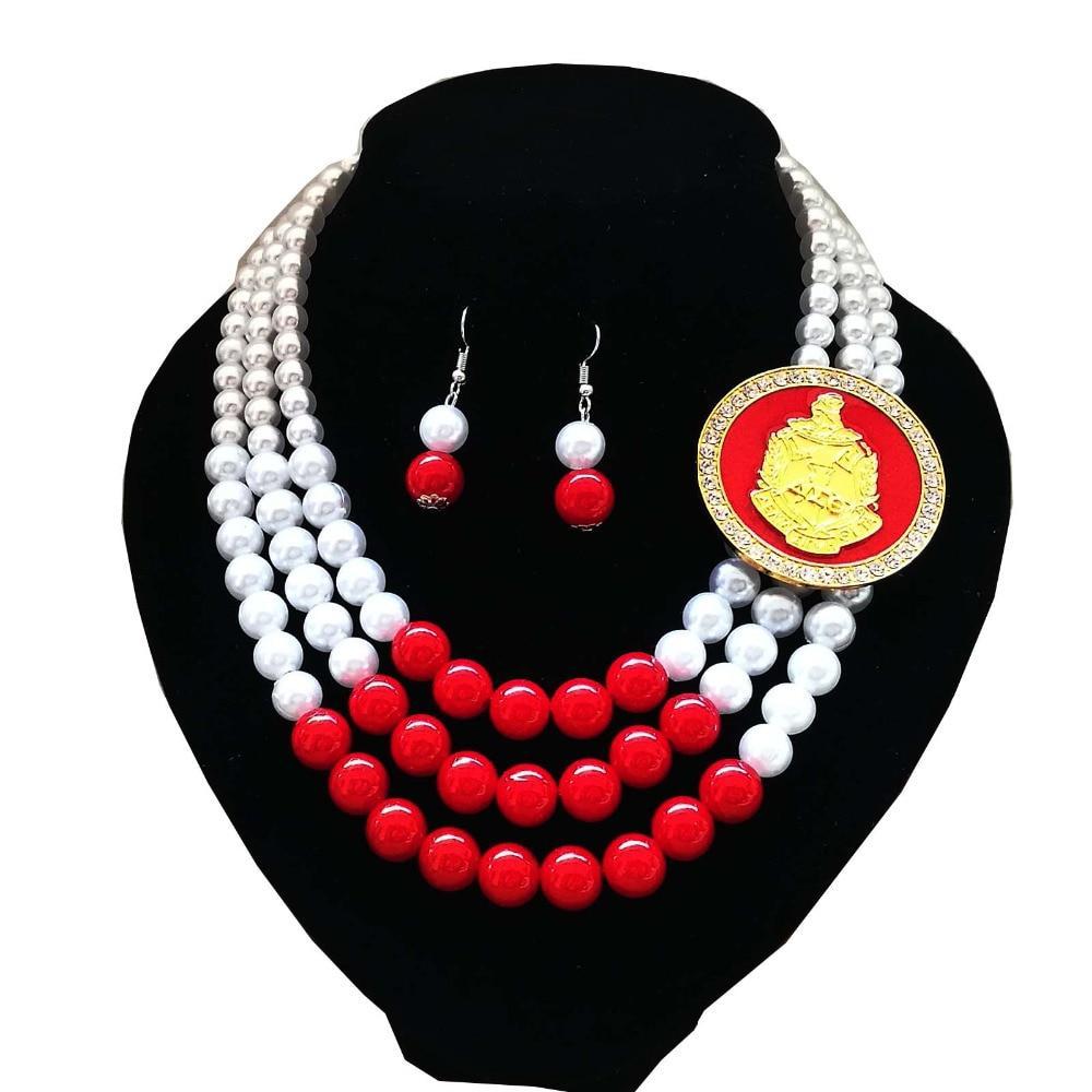 African simulated pearl necklace Delta Sigma Theta Pearl necklace Set Price: 30.