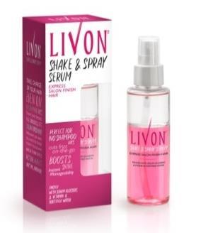 Shake and Spray Serum for Salon finish hair on-the-go Livon Serum