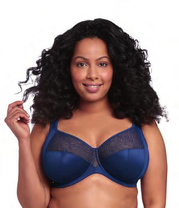 HEATHER Deep navy defines the Heather collection, featuring a contemporary tiger pattern stretch lace through the top cup with a contrasting color underlay to highlight the sheer intricacy of lace