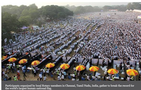 Rotary s innovative tribute to polio eradication in India breaks Guinness world record To eradicate polio in India, Rotary members displayed impressive coordination and commitment.