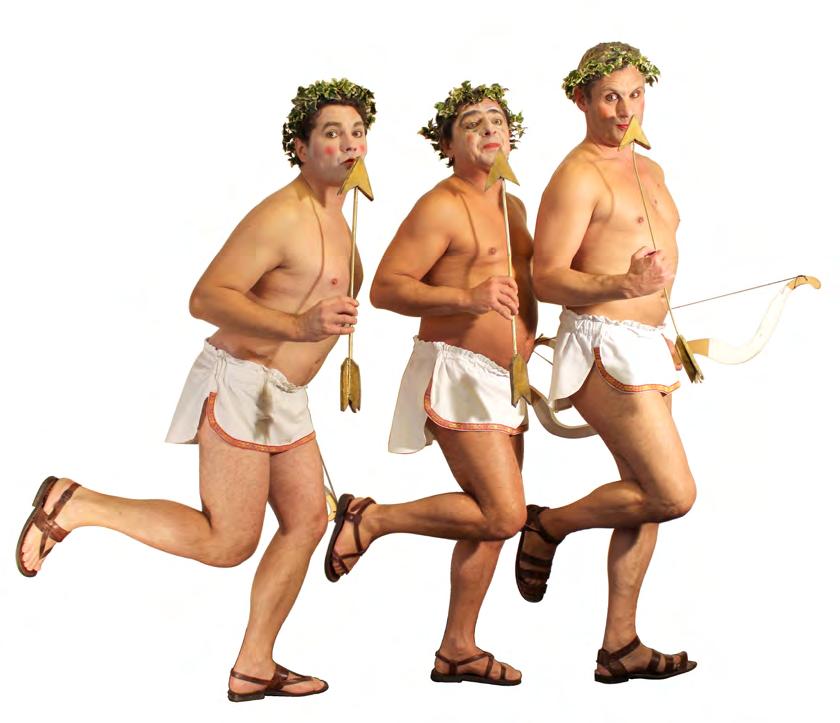 3 handsome and statuesque Greek gods fire their arrows into the heart of men and women and have them meet.
