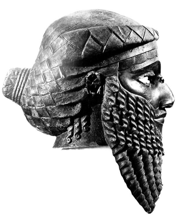 Figure 6: (left)bronze head from a statue of a king, possibly Sargon