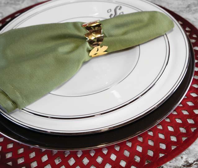RITZ TABLETOP Placemats Spiral 15" Size Polyvinyl Chloride Non-skid backing Indoor/outdoor Item Color 64723 Silver 64726 Honey Gold 64724 Gold 64728