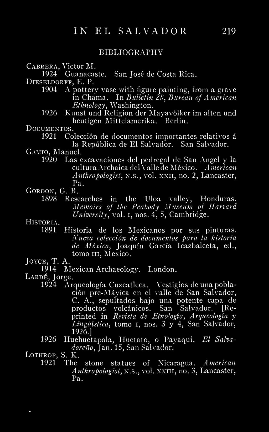 1921 Coleccion de documentos importantes relatives a la Republica de El Salvador. San Salvador. Gamio, Manuel.
