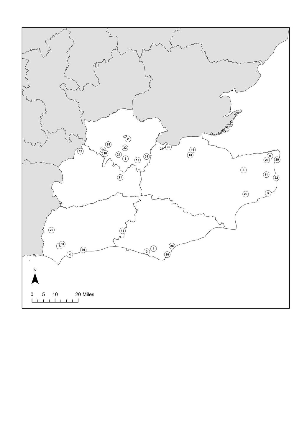 Figure 1: Map showing the location of sites mentioned in the text.