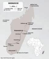 (Right) Madagascar gem mining area map. (Below) The Gondwanaland super continent. Needle-like inclusions. Zircon crystals. Fine silk in needle form.