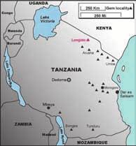 Tanzania gem area map. It is said that the best quality Winza rubies are so clean and so colourful that it is very difficult to differentiate them from the synthetics.