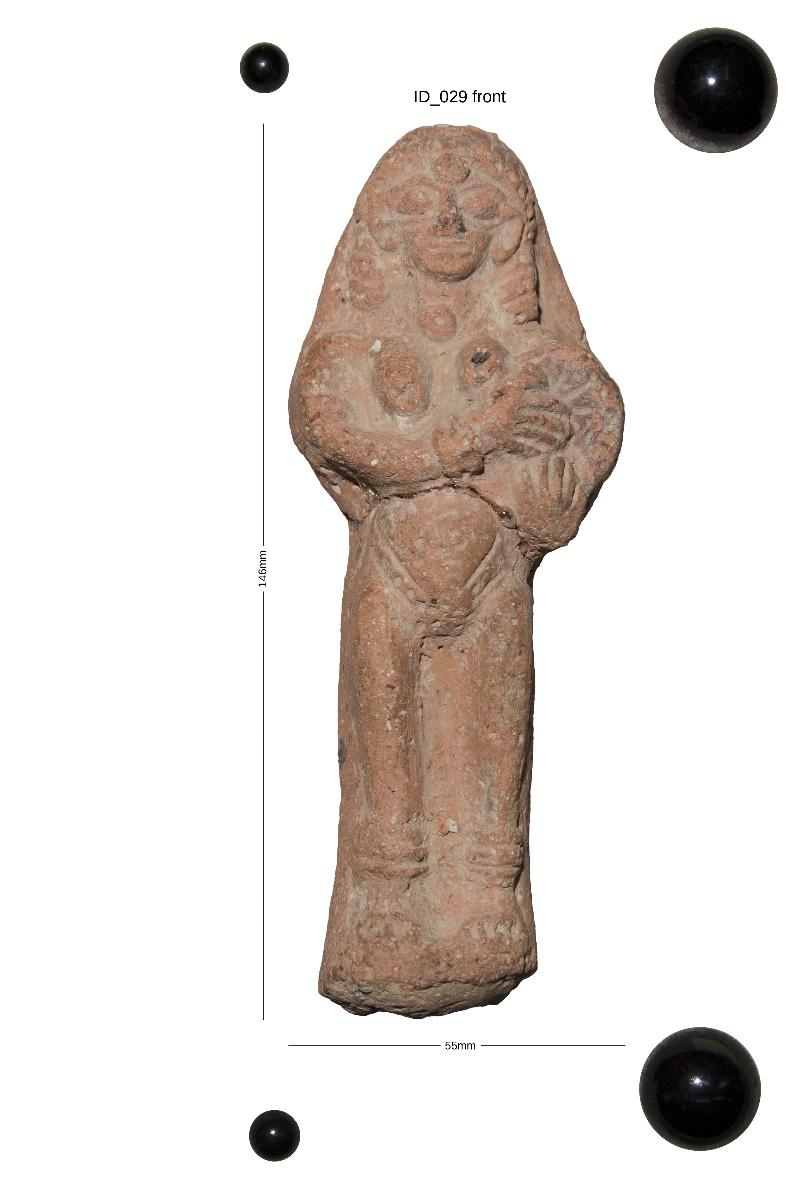 Fig. 8: A composite mask is applied to all photographs before further processing, discarding the background and adding the figurine's identification number and measurements.