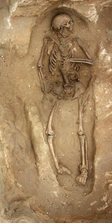 grave had not been looted. We noted that the skeleton was well preserved and nearly intact. Preliminary analysis indicated that the remains belonged to a male.