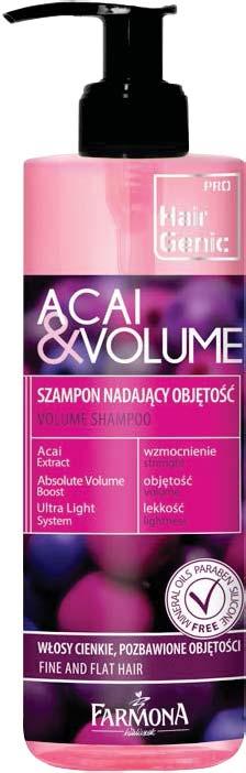 2. Hair Genic Volume Shampoo Acai & Volum A volumising Shampoo dedicated to fine and flat hair based on an innovative formula combining the strengthening properties of the acai berry extract with the