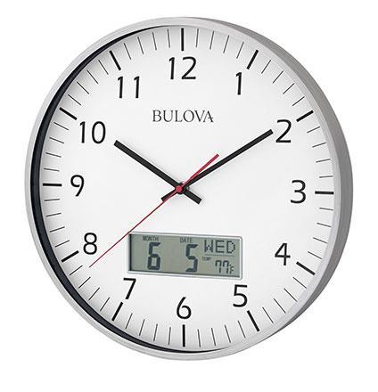 Bright white dial and clear numerals permit easy reading from a distance, while the digital feature displays