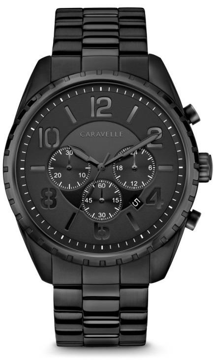 High performance chronograph in stainless steel with black ion-plated finish complete with multi-layer black dial, luminous hands, calendar, small sweep, and double-press