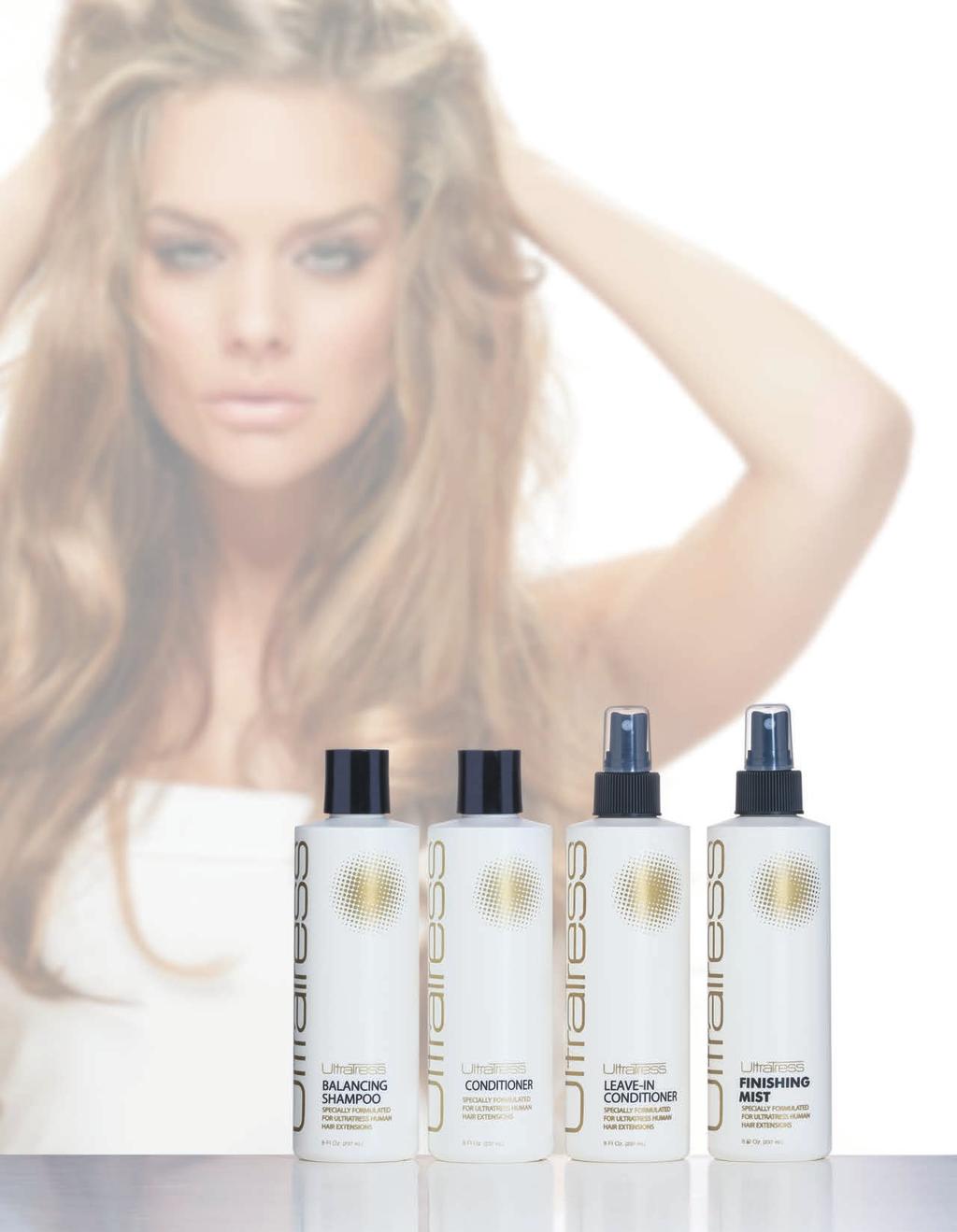 ULTRATRESS HAIR CARE After years of research in top salons around the world, UltraTress developed a hair care line exclusively formulated for UltraTress Human Hair Extensions.