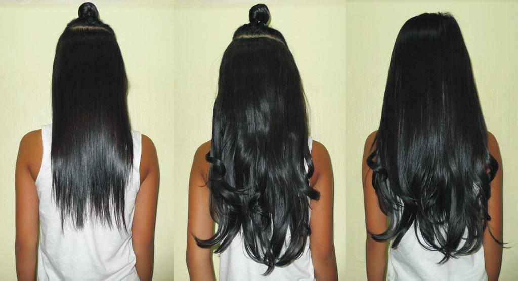HAIR EXTENSIONS & WIGS A length of hair which is attached to one s normal hair to make it longer.