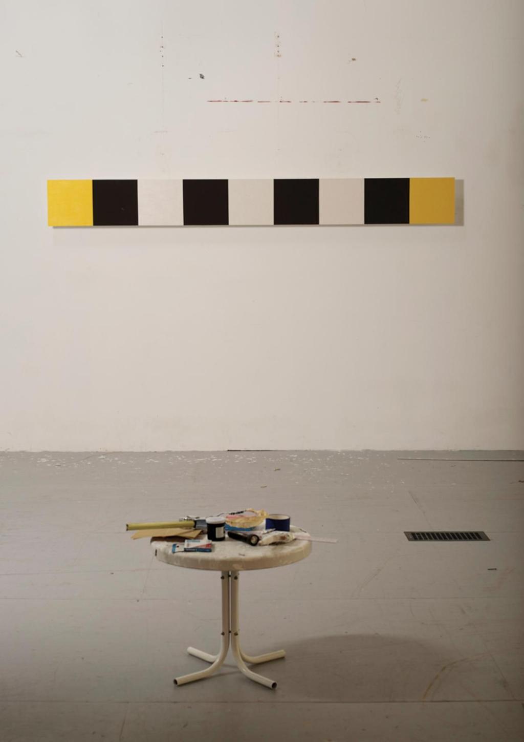 TOOLS OF THE TRADE Corse s painting Untitled (Yellow, Black, White, Beveled), 2010.