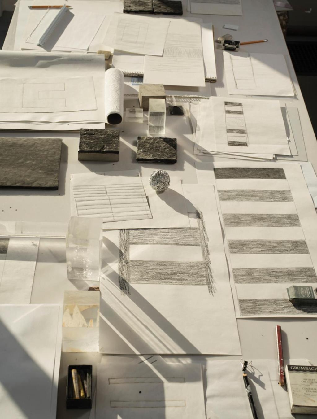 Sketches of works in progress and general ephemera. PHOTO: CAROLYN DRAKE FOR WSJ.
