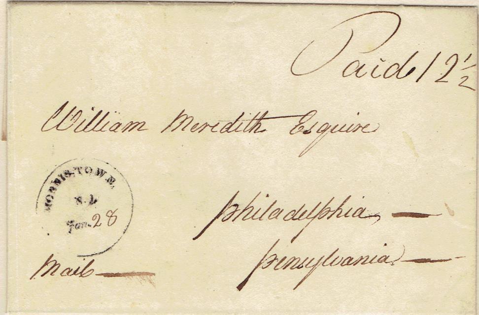 Use of this 27 mm handstamp from New Brunswick is reported from 1801 to 1803.