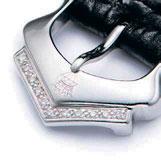 diamond-set bezel and lugs, case back secured by 4 screws, white gold and diamond-set