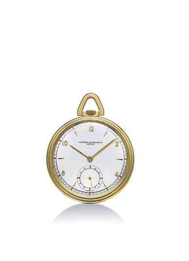 2070 2070 VACHERON CONSTANTIN A RARE YELLOW GOLD AND ENAMEL OPEN FACE KEYLESS LEVER WATCH CIRCA 1925 Gilt manual winding lever movement, silvered dial, applied Arabic and baton numerals, outer
