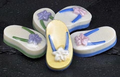 The sponge is right in the soap! 4oz. Flip-Flop Soaps STF Std. Pack is 4ea.