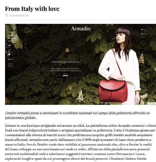PRESS Pambianco - Italy (Link to article)