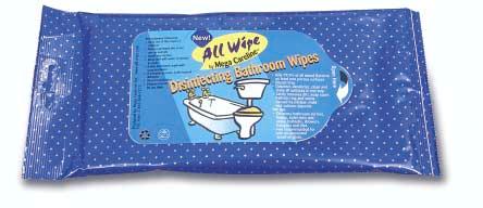 Disinfecting Bathroom Wipes Household AW-5158 30 7.9"x7.1" L.: 14.8" W.: 9.45" Hi: 7.9" Kills 99.