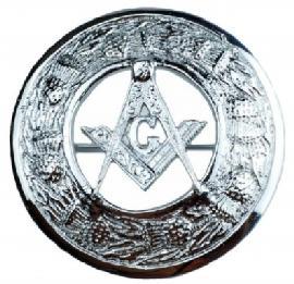 2cm) GPC2083m New Masonic Crest Plaid Brooch In Chrome Finish Thistle Ring