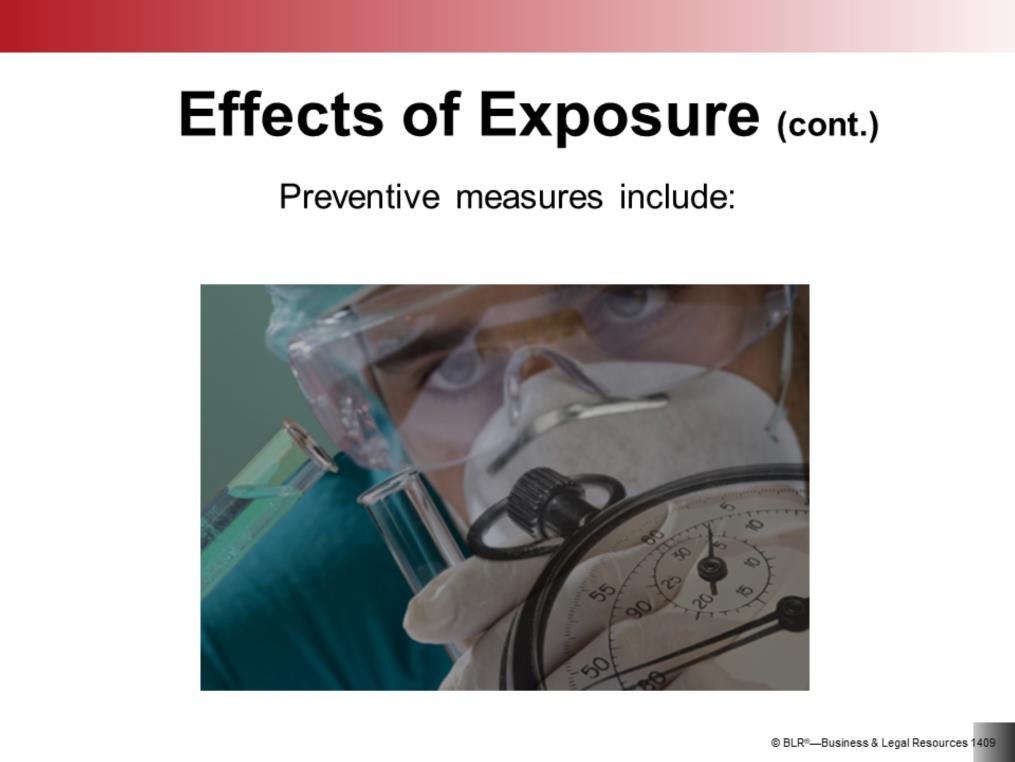 The concentration and duration of the exposure will often determine how you are affected. Safe exposure limits for many chemicals are set by OSHA and are called the permissible exposure limit, or PEL.