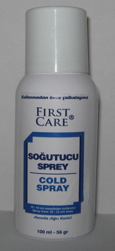 FIRST CARE Cold Spray 100 ml Instantly effective on sprain and dents, has menthol smell. Provides instant cold relief in the case of ankle sprain and sport injury.