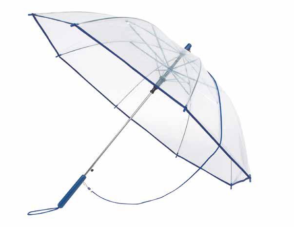 with air bubble effect, transparent POE canopy with silver piping, and press button fastener Big aluminium stick umbrella OBSERVER: metal ribs and