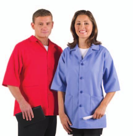 Smocks and Counter Coats F72 Female Smock 2 patch pockets 4 color-match buttons Flattering tapered female fit 3/4 length sleeves Comfortable,