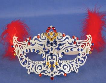 rhinestones white with red feathers