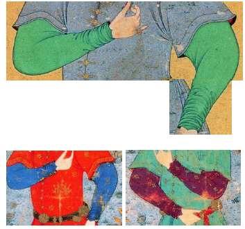 Khan 73 arranged at regular spacing or used in pairs as in the purple qaba in fig.7. Fig.11: Scalloped sleeves of qabās.